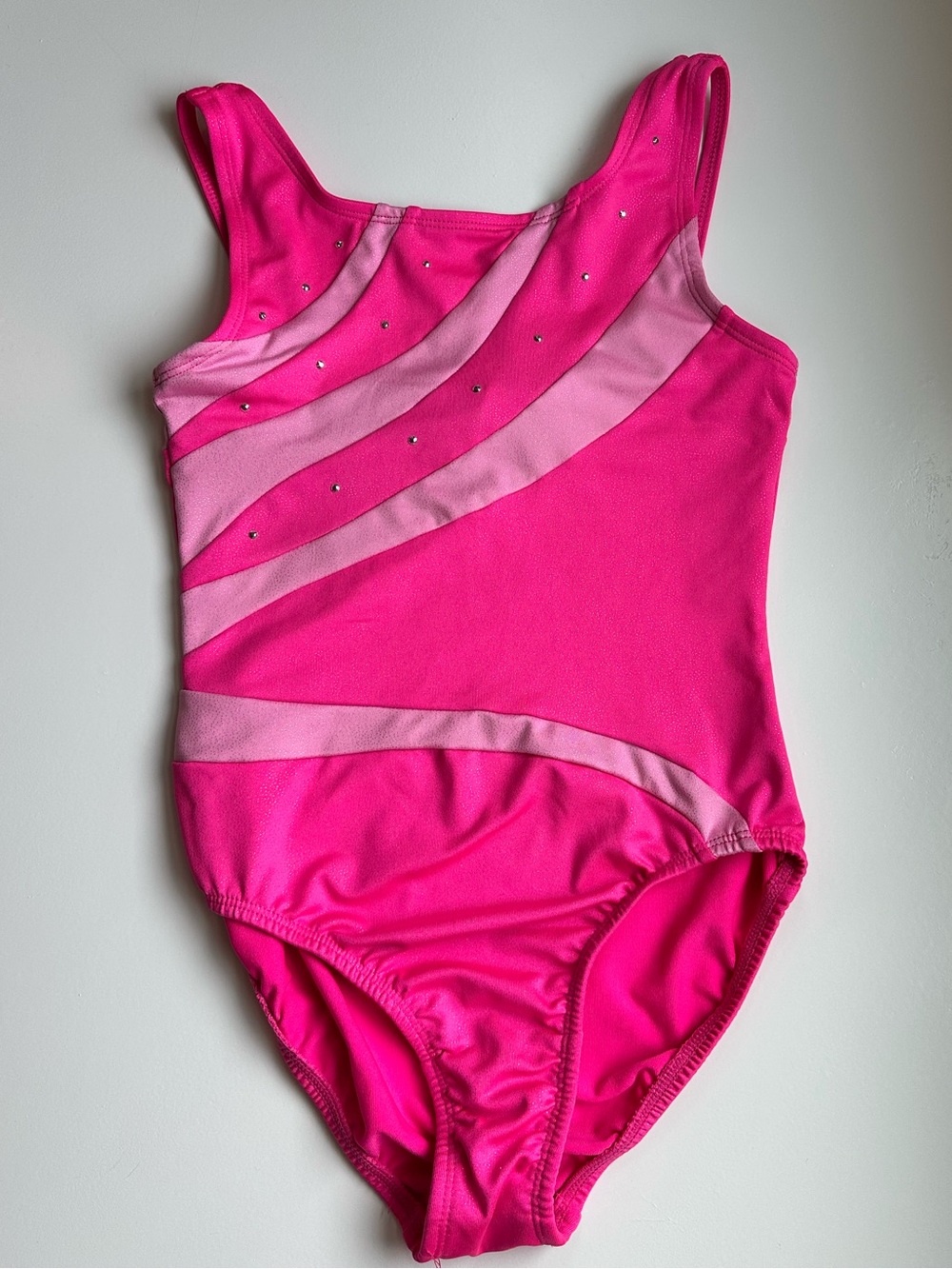 Girls Pink Freestyle Danskin Gymnastics Leotard Sparkly Rhinestones Size 7/8